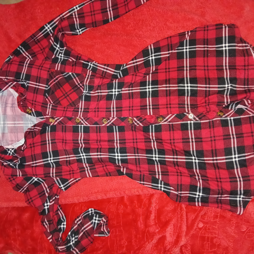 Red Plaid Button-Up Shirt